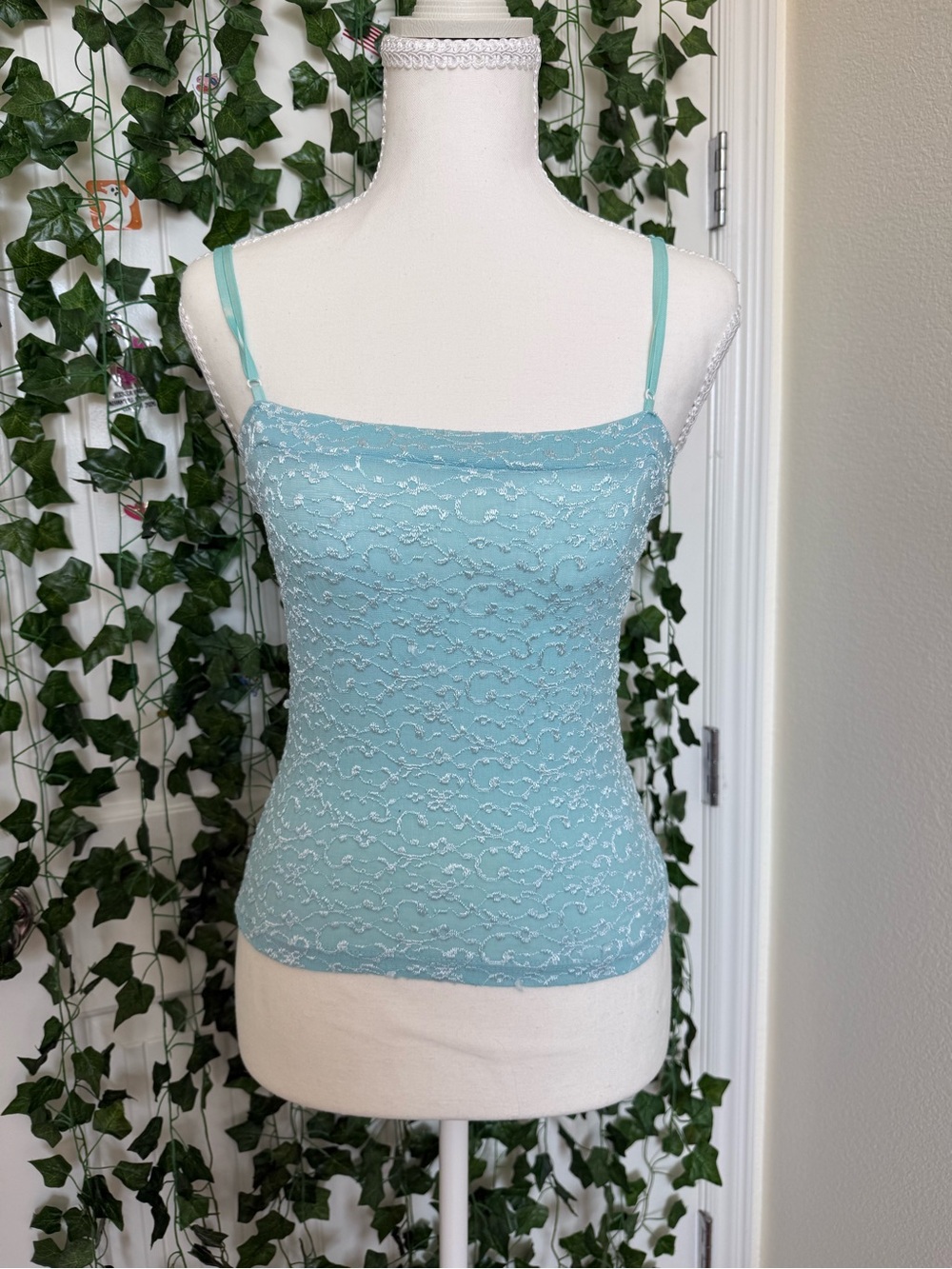 Ambiance Light Blue Lace Cami with Adjustable Straps